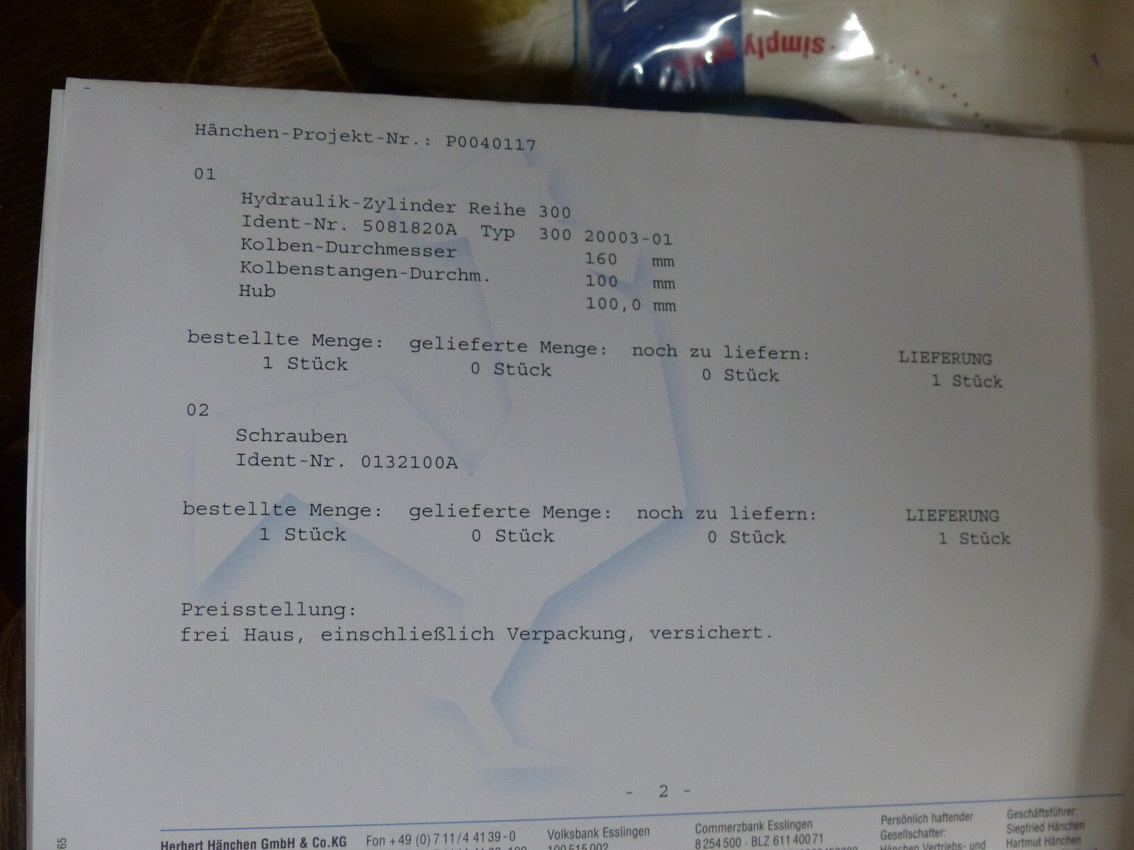HANCHEN HYDRAULIK HYDRAULIC  300-20003-01 s.Bilder