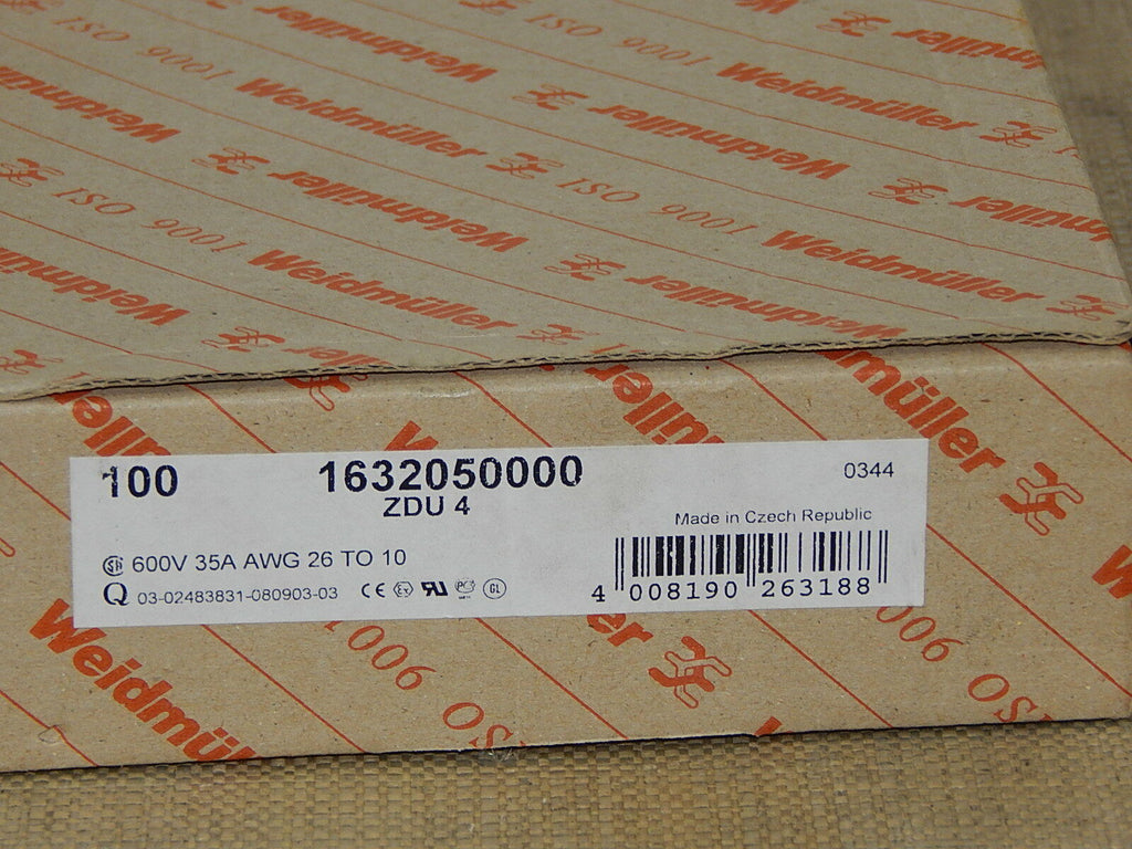  100x Weidmüller (1632050000) ZDU 4  Durchgangsklemme