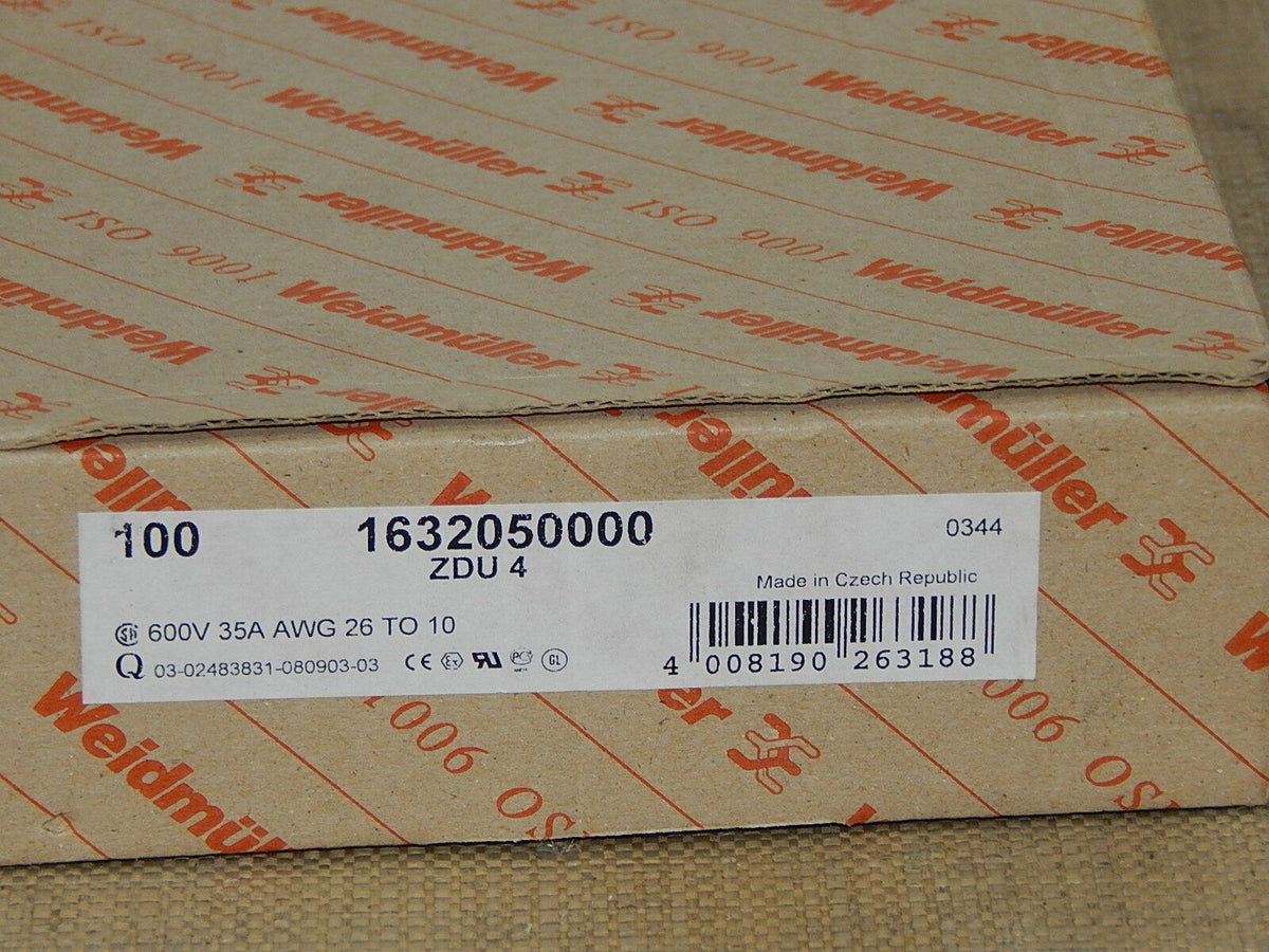  100x Weidmüller (1632050000) ZDU 4  Durchgangsklemme