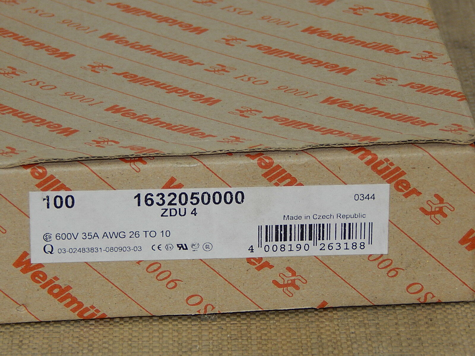  100x Weidmüller (1632050000) ZDU 4  Durchgangsklemme