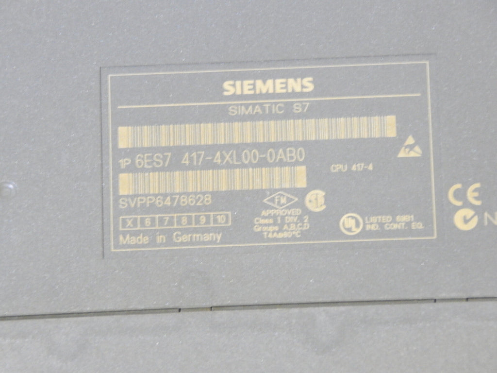 Siemens Simatic S7 CPU 417-4 Typ: 6ES7 417-4XL00-0AB0 / E-Stand: 05 used