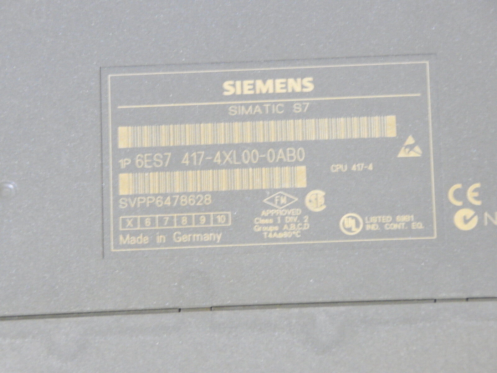Siemens Simatic S7 CPU 417-4 Typ: 6ES7 417-4XL00-0AB0 / E-Stand: 05 used