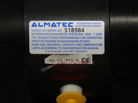  Almatec AD 15 TTZ  Membranpumpe Serien Nr. 518984 Unbenutzt