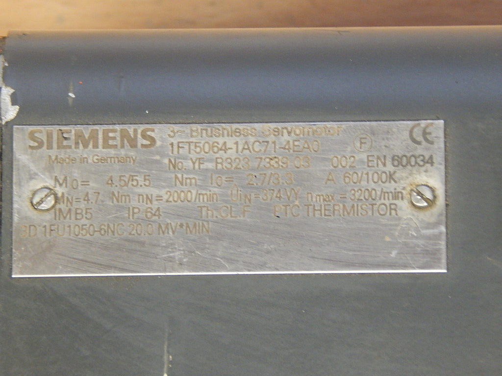 Siemens 3-Brushless Servomotor 1FT6064-1AC71-4EA0  Used