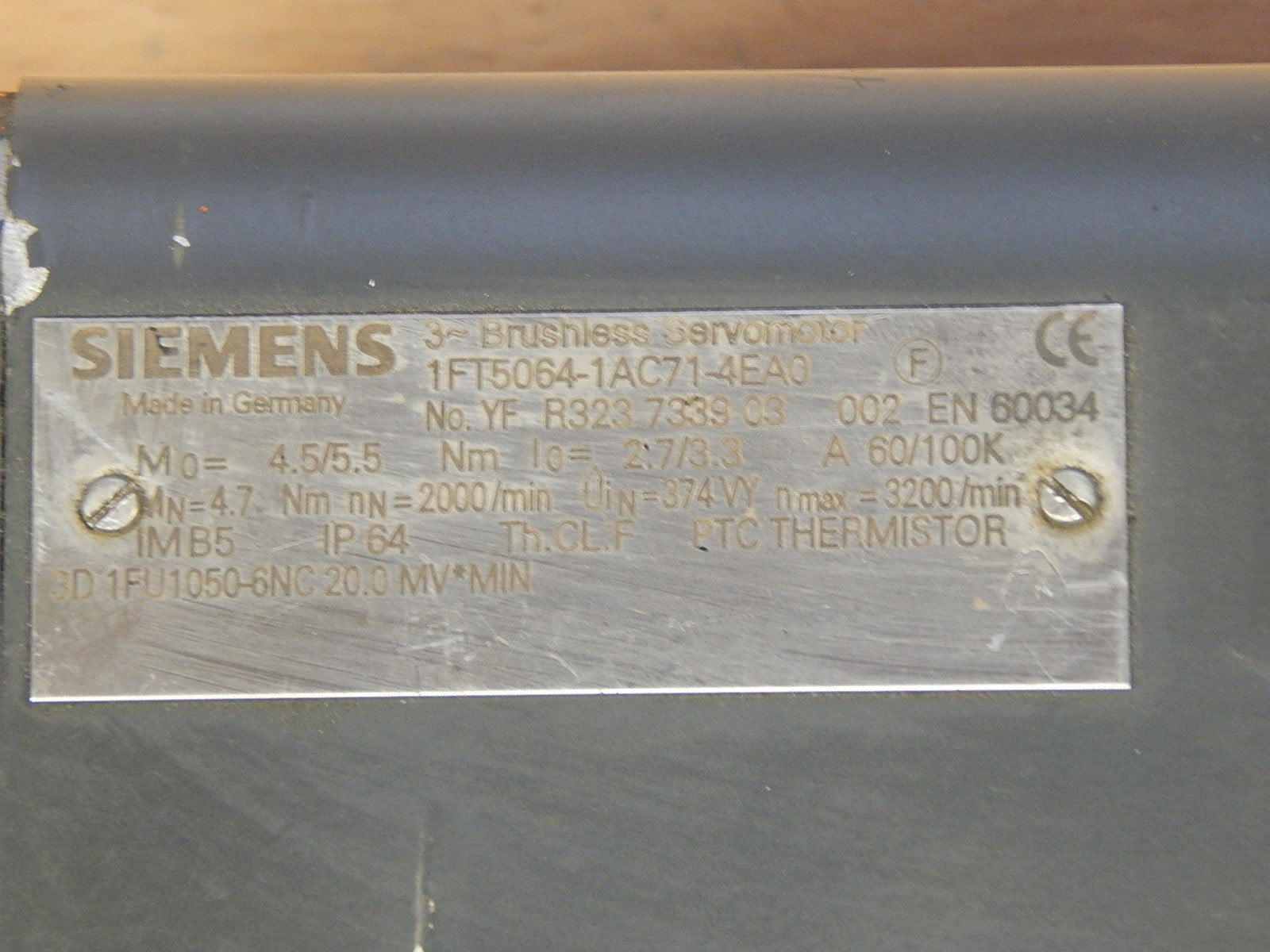 Siemens 3-Brushless Servomotor 1FT6064-1AC71-4EA0  Used