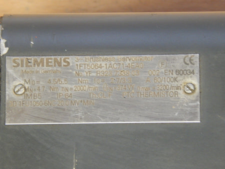 Siemens 3-Brushless Servomotor 1FT6064-1AC71-4EA0  Used