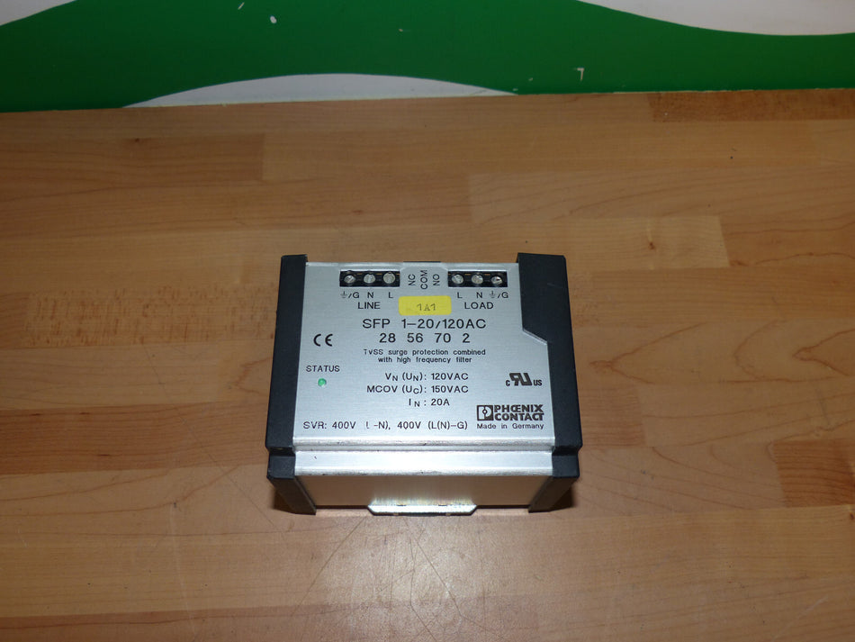 Phoenix Contact sfp-1-20/120ac EMC Filter Surge Suppressor Protector, 120vac 20a