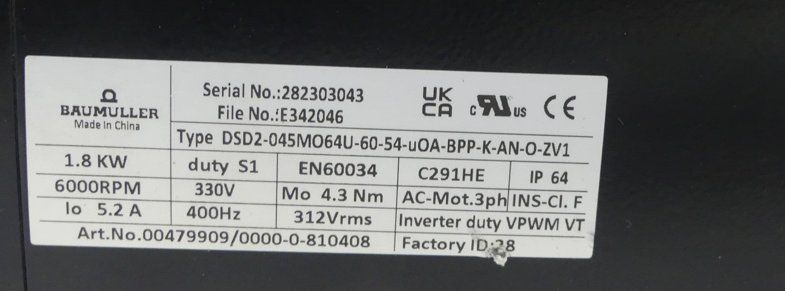 BAUMULLER DSD2-045MO64U-60-54-uOA-BPP-K-AN-O-ZV1