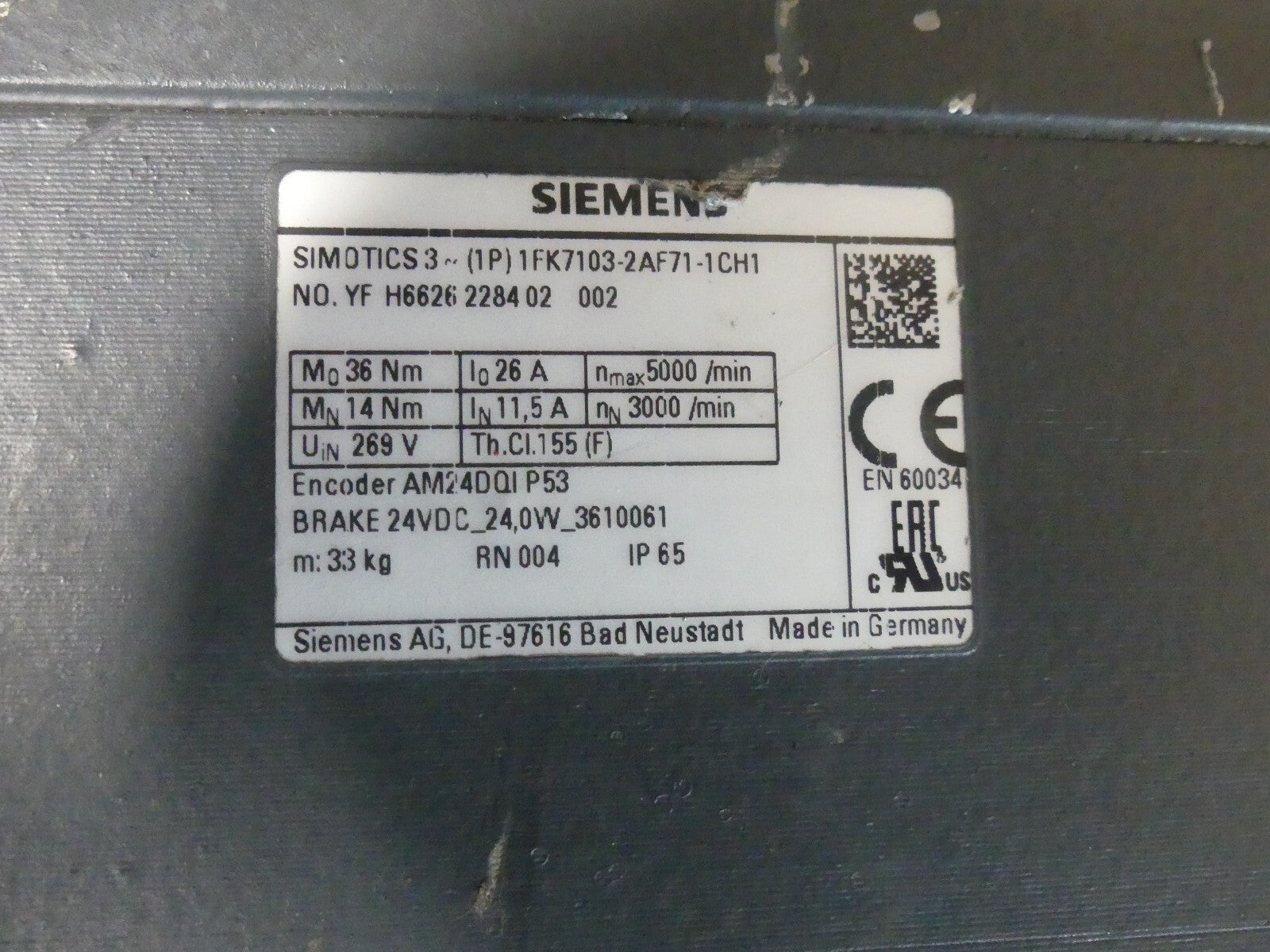 siemens 1fk7103-2af71-1ch1 leicht beschädigt s.Bilder