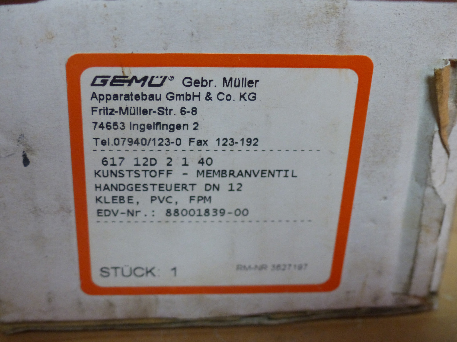 Gemü 617 12d 2 1 40  kunststoff- Membranventil