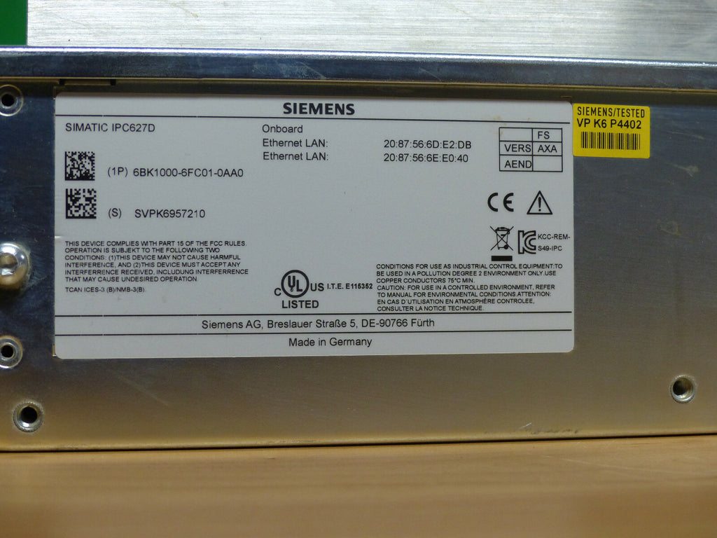 6BK1000-6FC01-0AA0 SIMATIC IPC627C  SIEMENS 