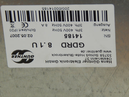 Güntner Elektronik GDRD  8.1U  SN: 14185 Frequenzumrichter  Used