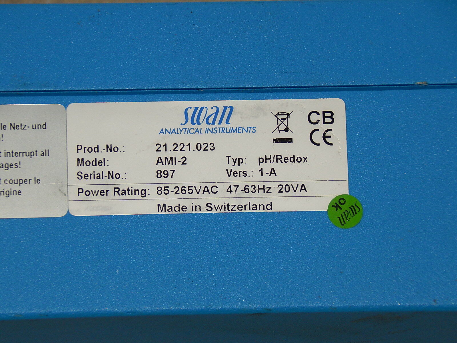 Swan AMI pH-redox  No.21.221.023 Messgeraet used