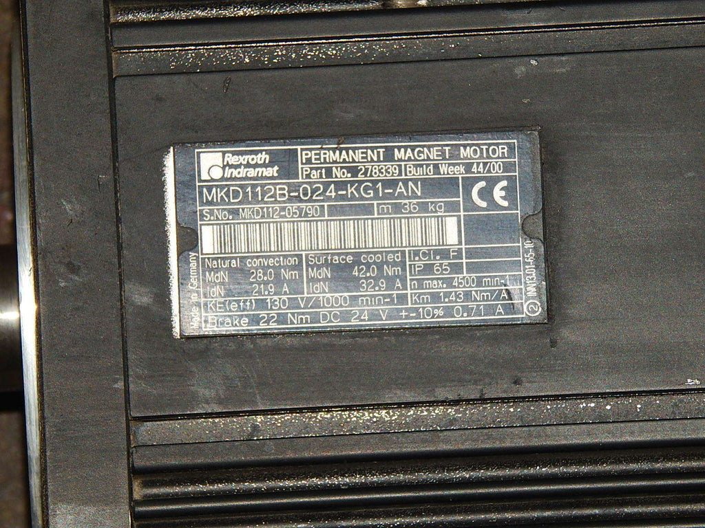  Rexroth Permanent Magnet Motor  MKD112B-024-KG1-AN  Used