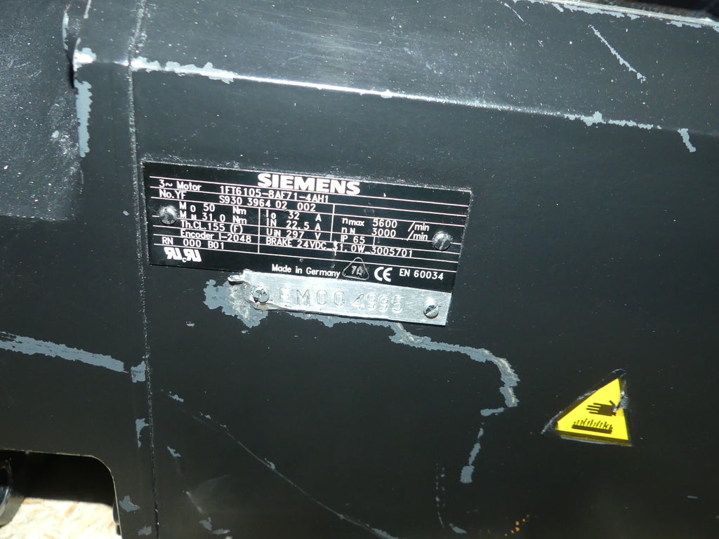 Siemens 1FT6105-8AF71-4AH1 Servomotor Used