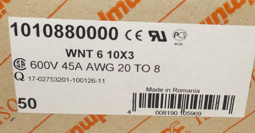 50x Weidmüller 1010880000 WNT 6 10X3