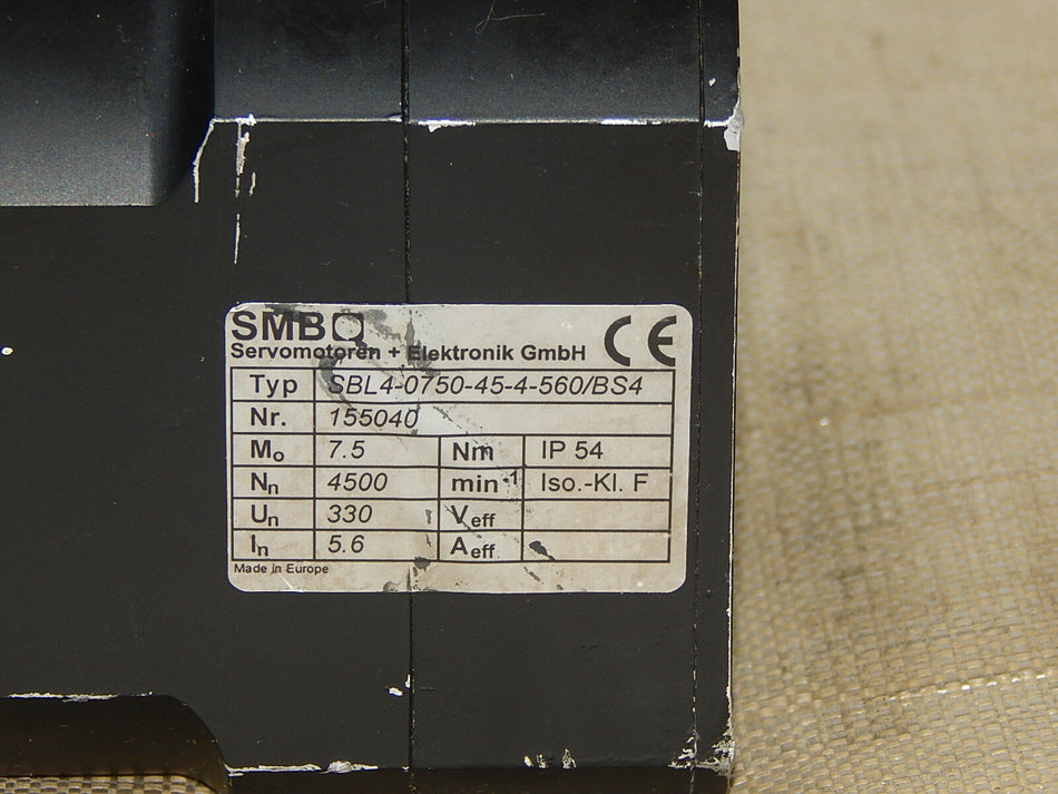  SMB SBL4-0750-45-1-560/BS4 Servomotor used