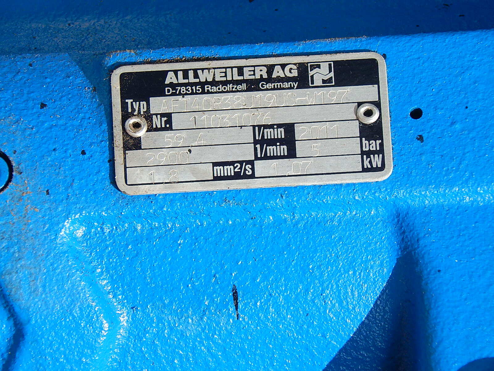 ALLWEILER AG Typ: AFT40R38U19US-W197  Dreischneckenpumpe s.Bilder Used