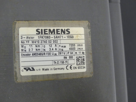 SIEMENS SERVOMOTOR 1FK7063-5AH71-1EG3   1FK70635AH711EG3