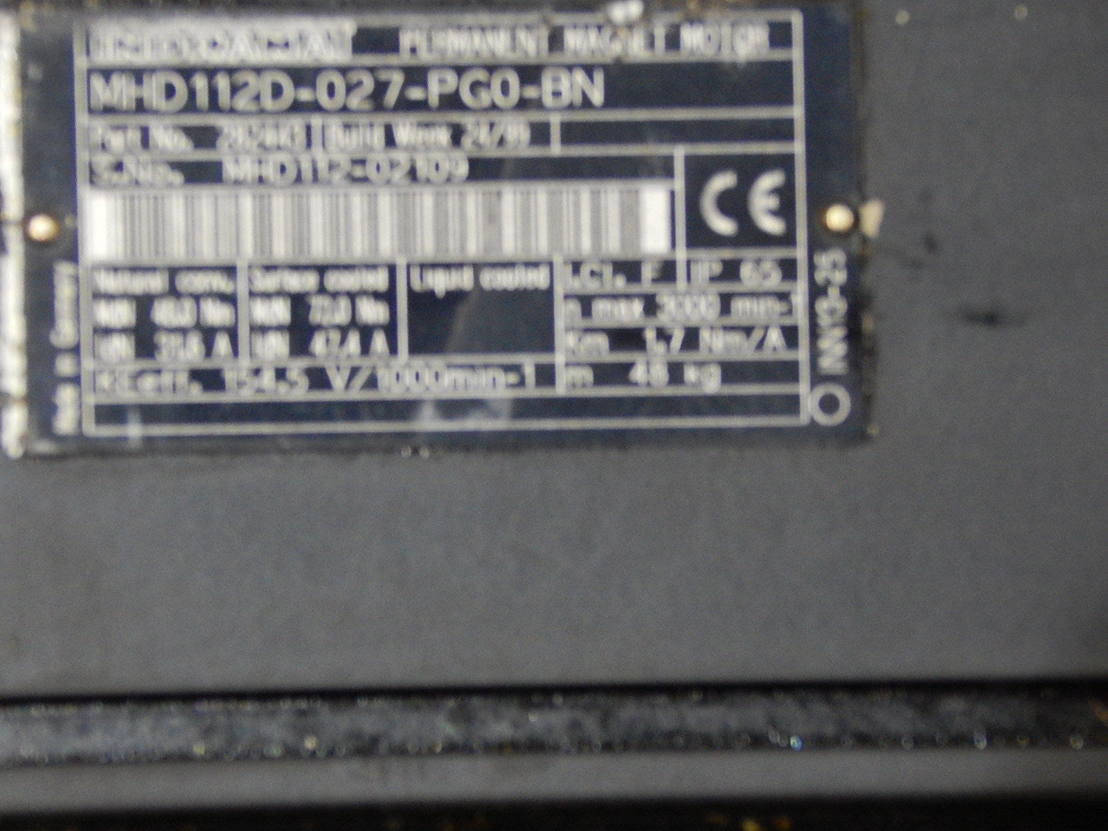 REXROTH INDRAMAT PERMANENT MAGNET MHD112D-027-PG0-BN SERVO MOTOR Used