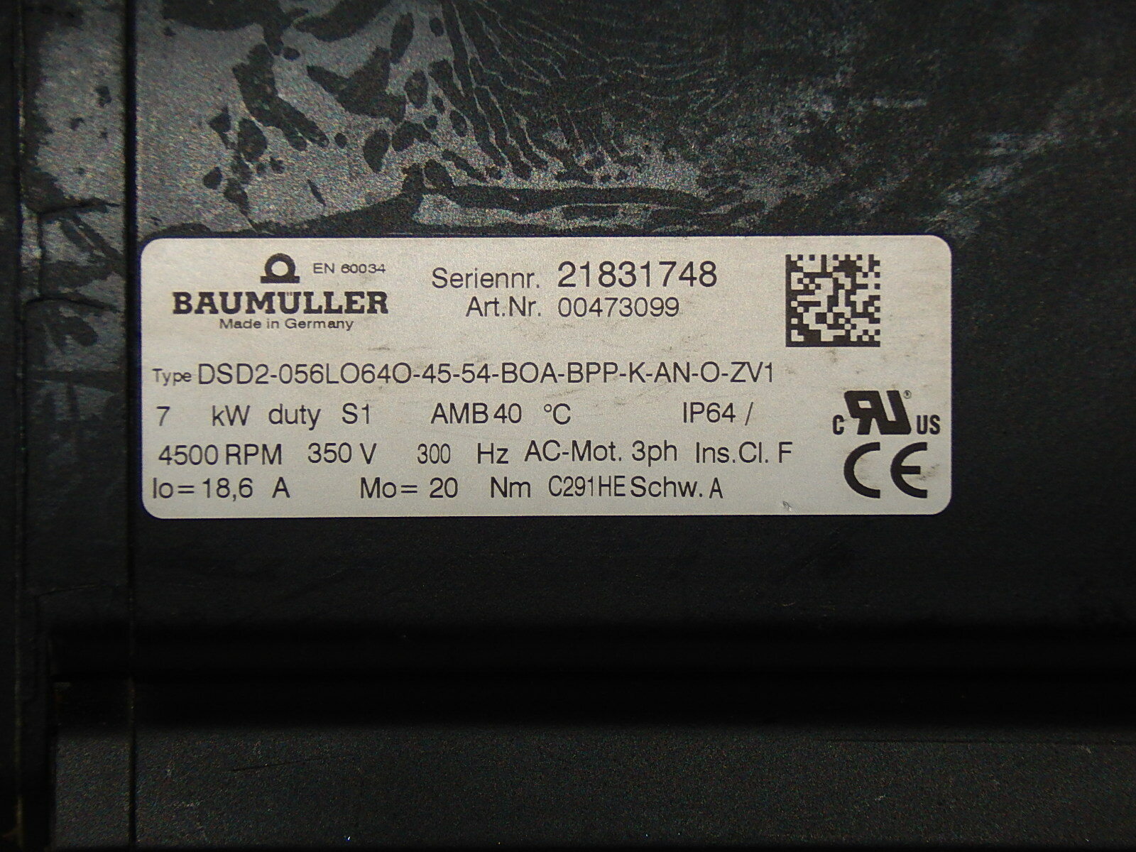 Baumüller DSD2-056LO64O-45-54-BOA-BPP-K-AN-ZV1 Servomotor 