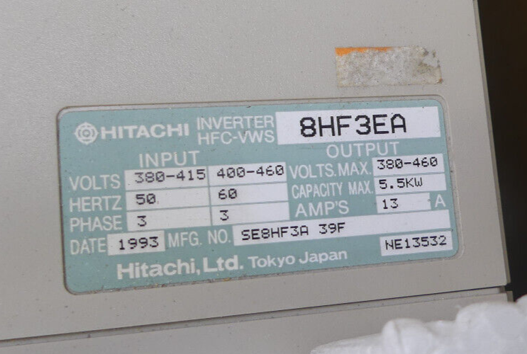 Hitachi Frequenzumrichter HFC-VWS S3A 8HF3EA