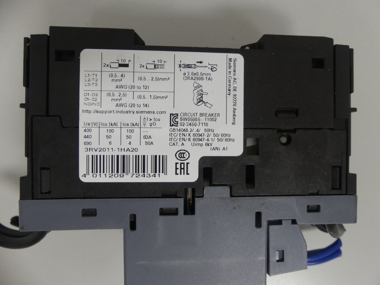 Siemens Sirius Leistungsschalter 3RV2011-1HA20