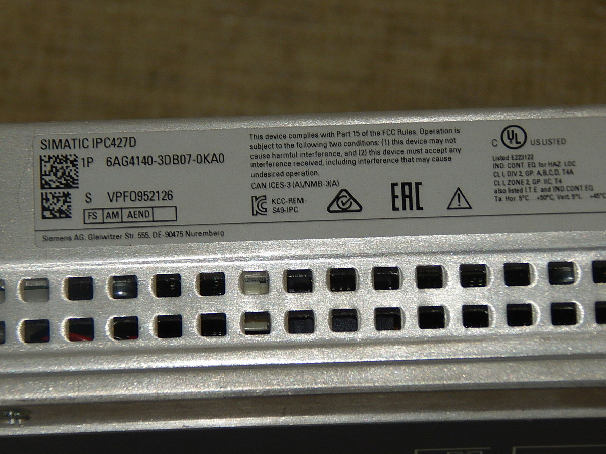 SIEMENS SIMATIC IPC427D 6AG4140-3DB07-0KA0 MICROBOX PC USED