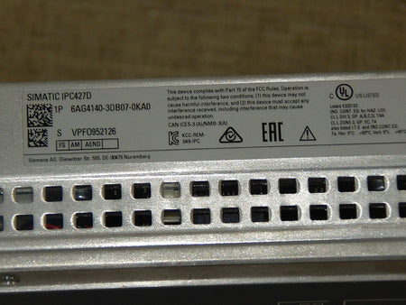 SIEMENS SIMATIC IPC427D 6AG4140-3DB07-0KA0 MICROBOX PC USED