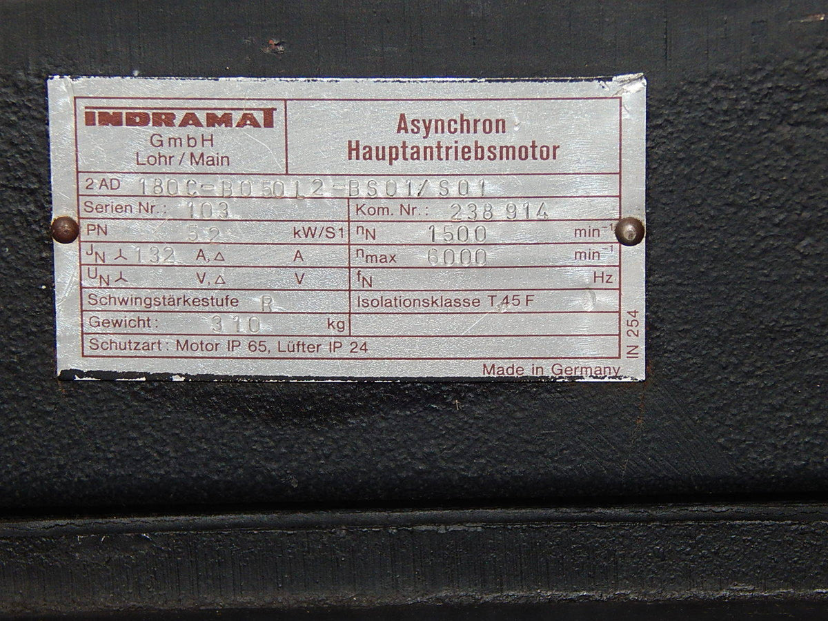 INDRAMAT SERVOMOTOR  2AD180C-B050L2-BS01/S01 52KW  Used