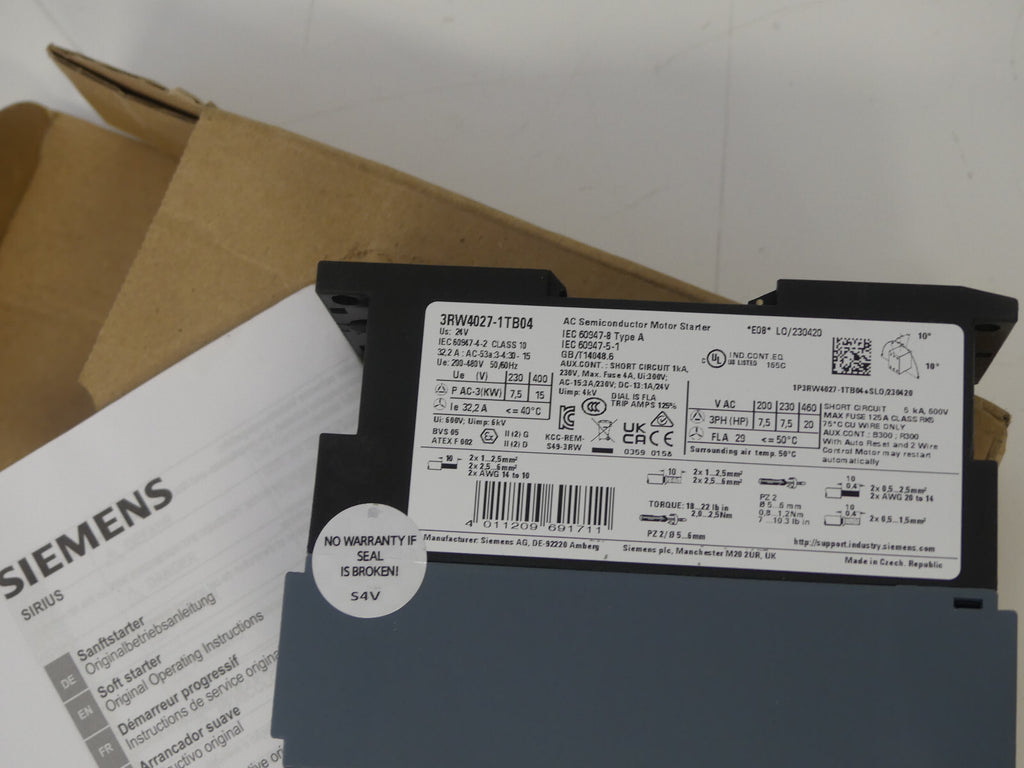 Siemens 3RW4027-1TB04 / 3RW4 027-1TB04 SIRIUS Sanftstarter 15KW 32,2A OVP