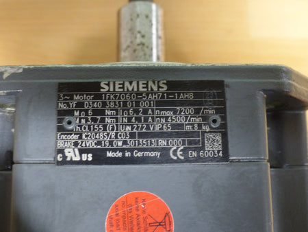 Siemens 1FK7060-5AH71-1AH8 Servomotor used