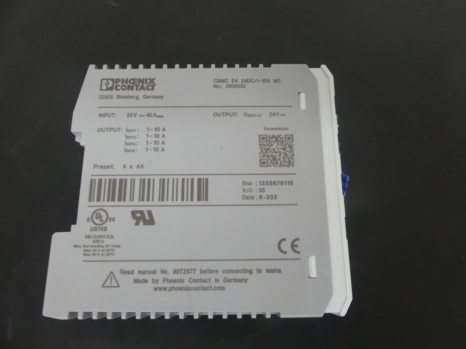 PHOENIX CONTACT CMBC E4 24DC/1-10A NO