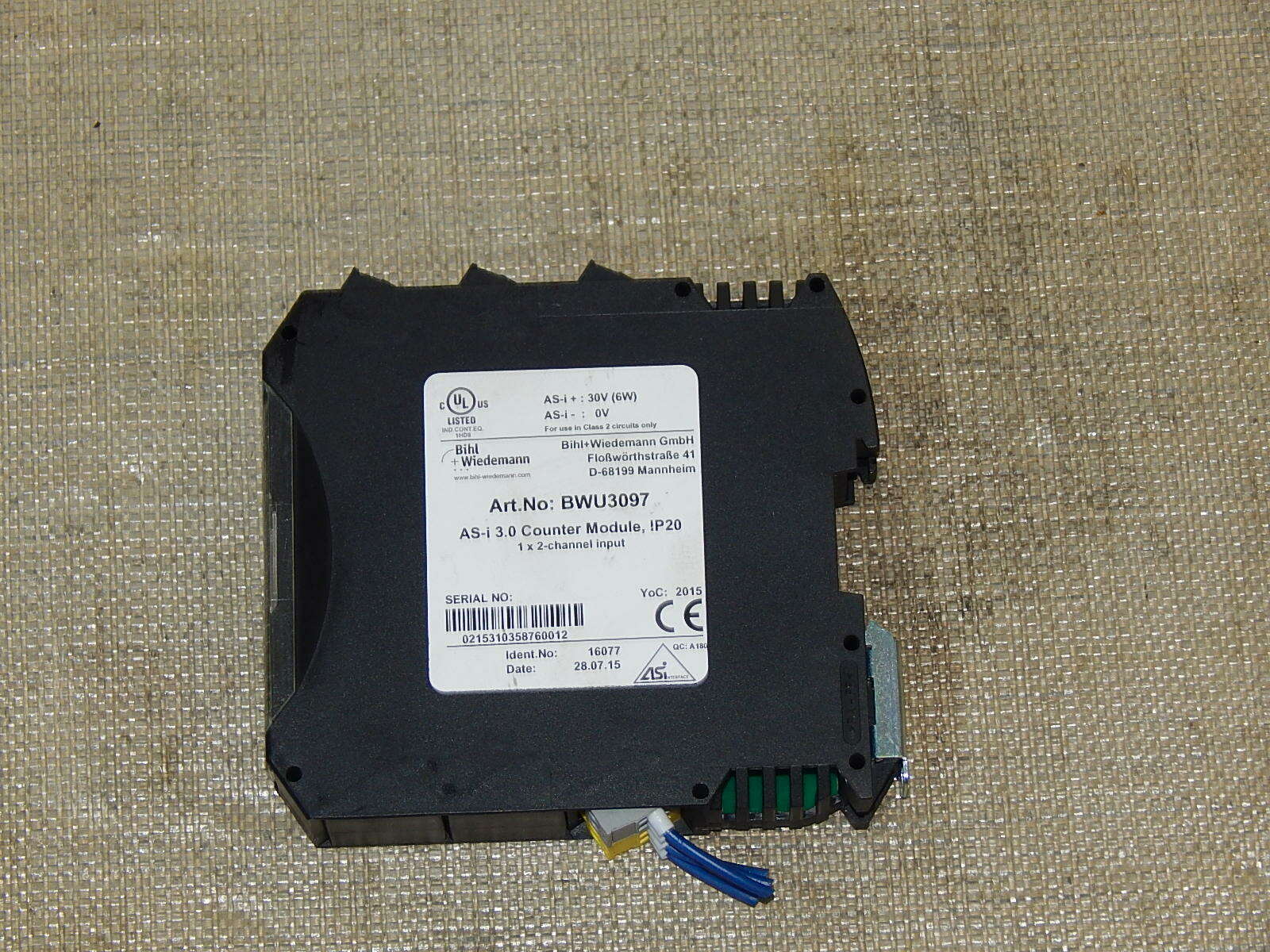 Bihl+Wiedmann BWU3097 AS-i 3.0 Counter Module,IP20 used