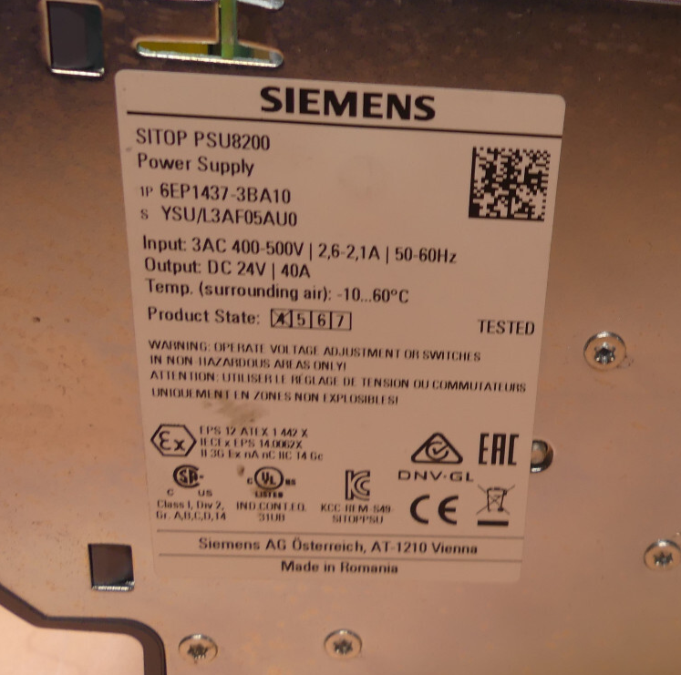 Siemens SITOP Power Supply PSU8200  6EP1437-3BA10