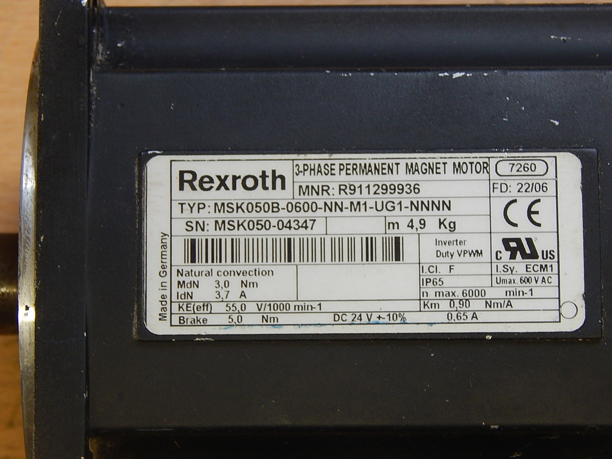 MSK050B-0600-NN-M1-UG1-NNNN   REXROTH servomotor  Used