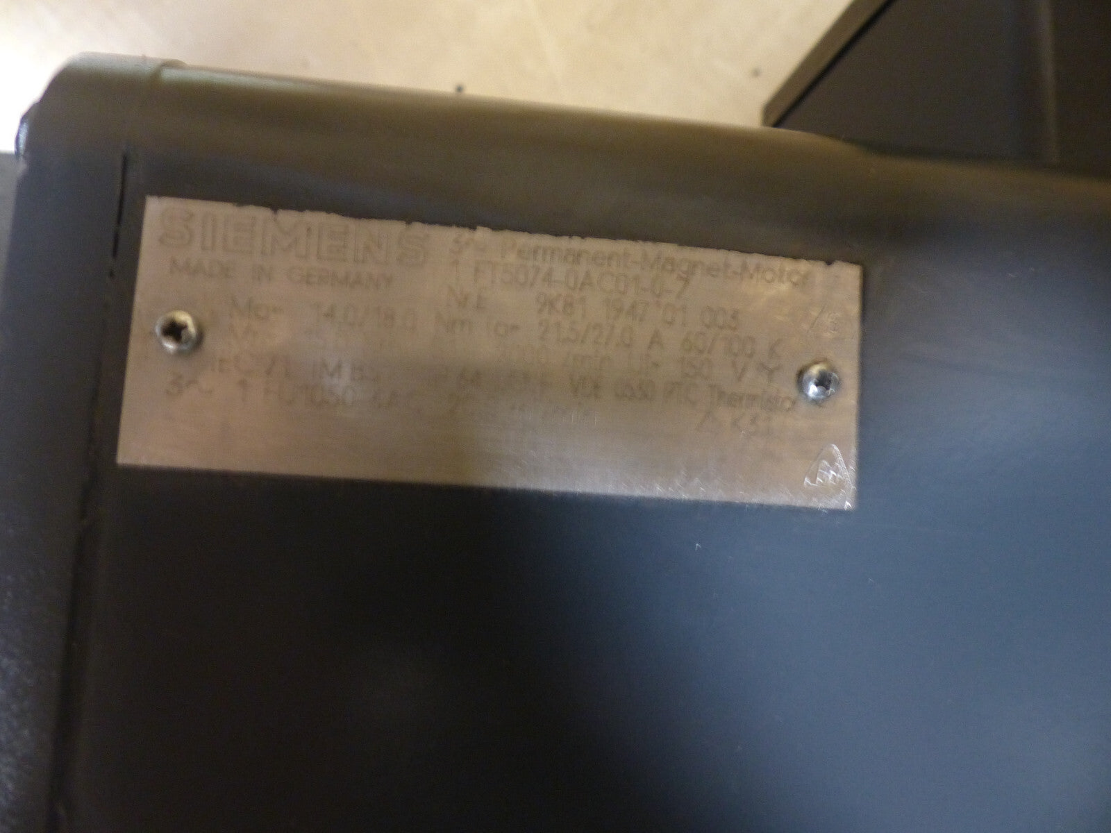 Siemens Motor 1FT5074-0AC01-0-Z used