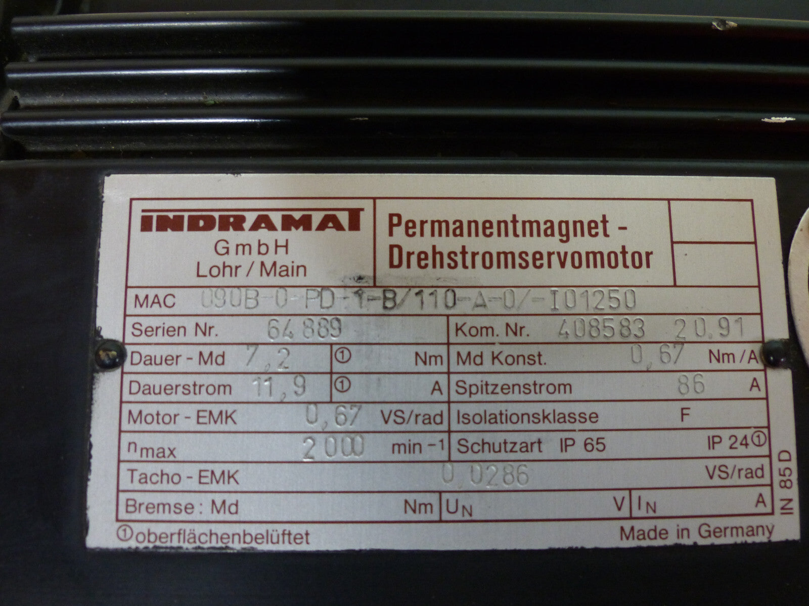 indermat mac 920b-0-pd-1-b/110-a-0/-i01250 used s.Bilder