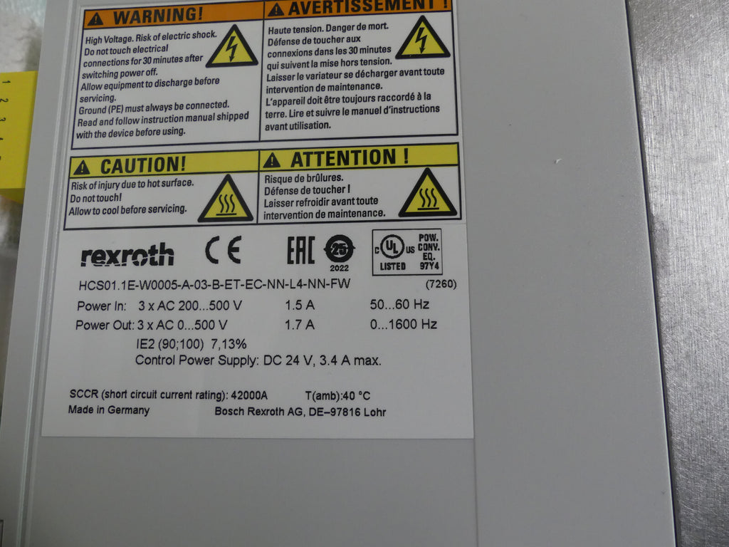 REXROTH HCS01. 1E-W0005-A-03-B-ET-EC-NN-L4-NN-FW