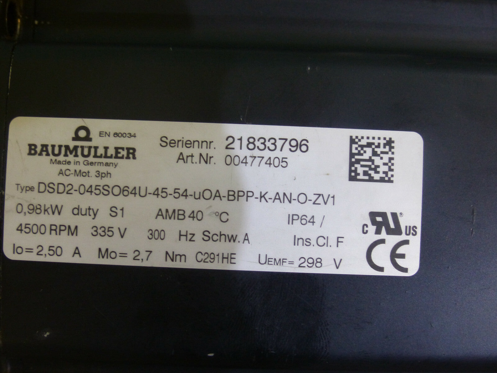 Baumüller DSD2-045S064U-45-54-uOA-BPP-K-AN-O-ZV1