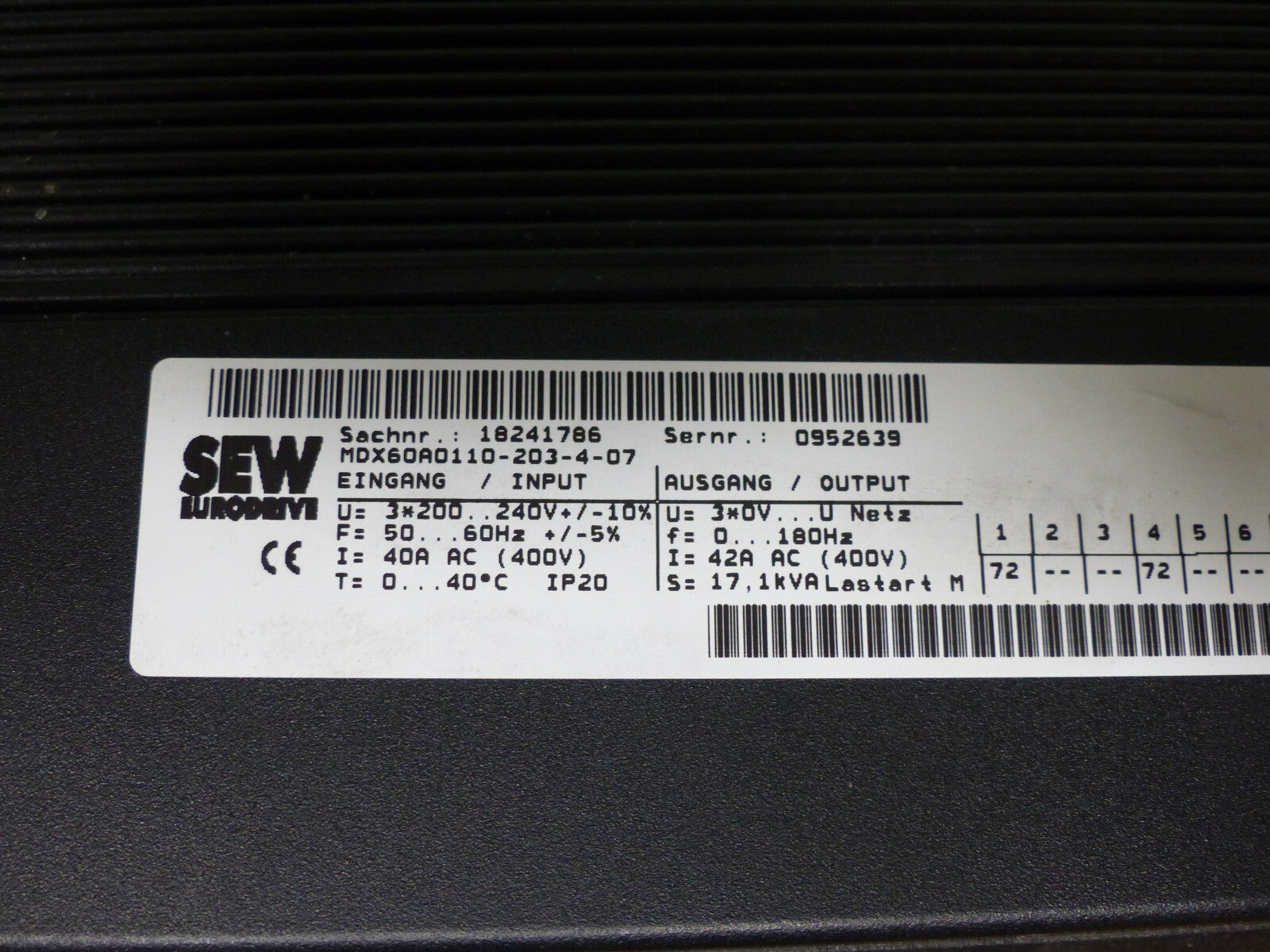 sew mdx60a0110-203-4-07 used