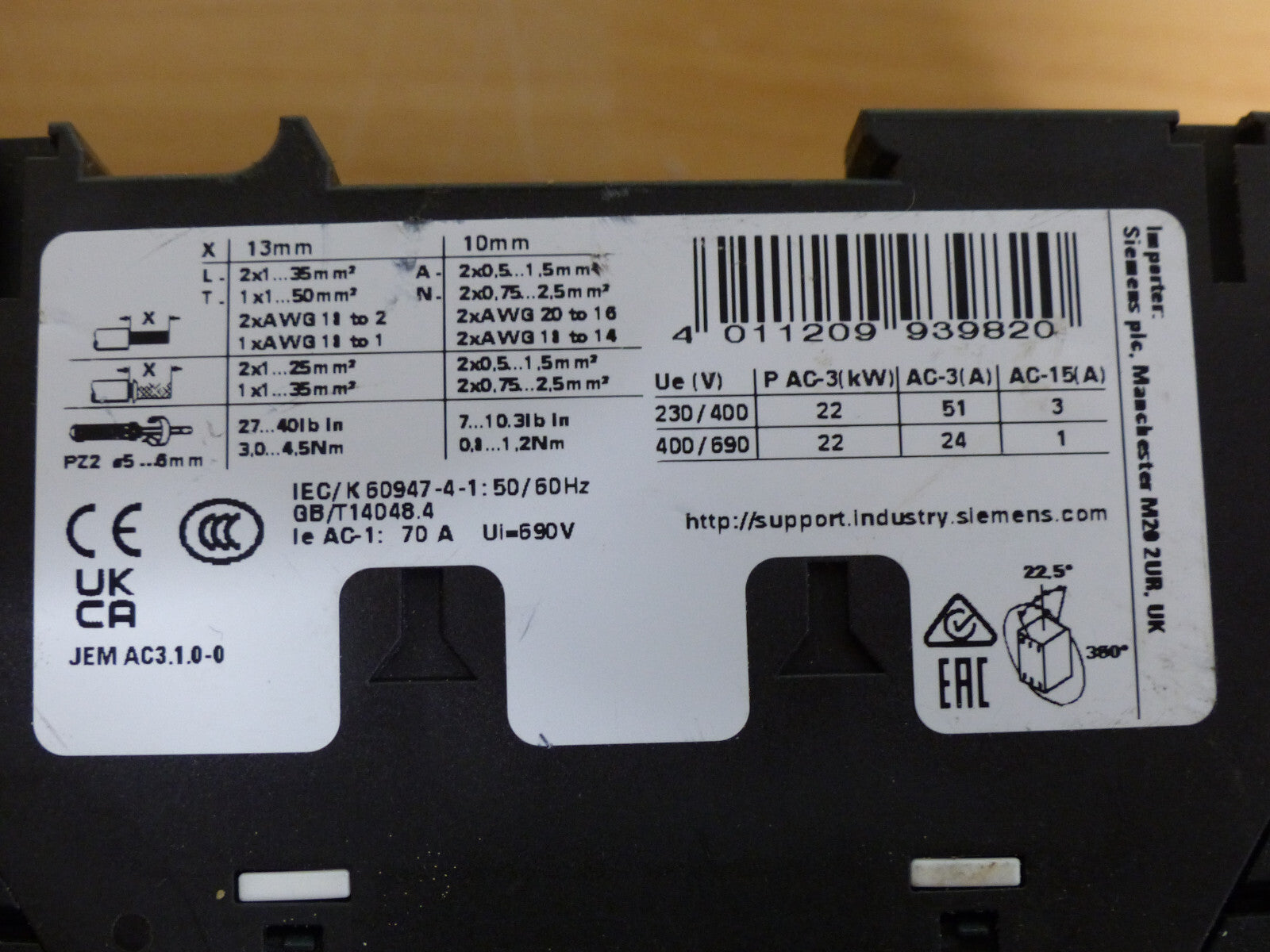 Siemens 3RT2036-1AP00 Schütz used