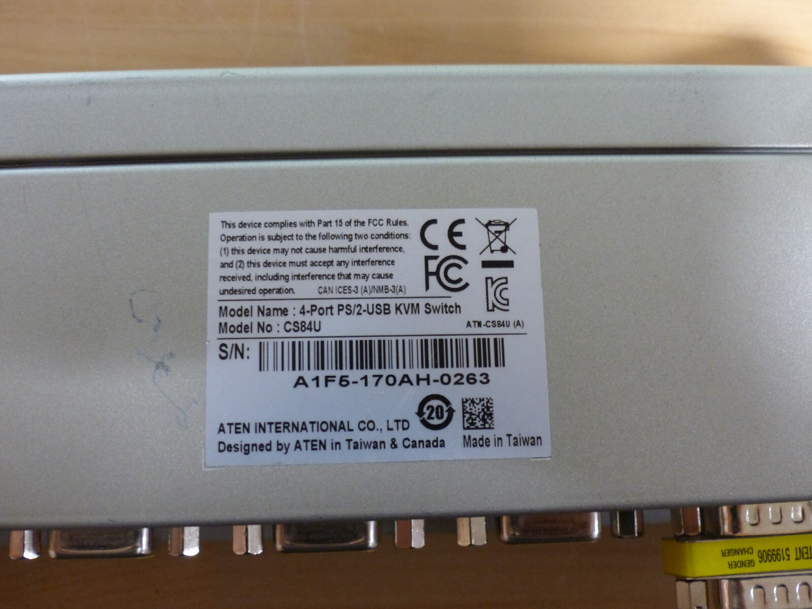 Aten CS84U 4 Ports PS/2-USB  Desktop KVM Switch USED