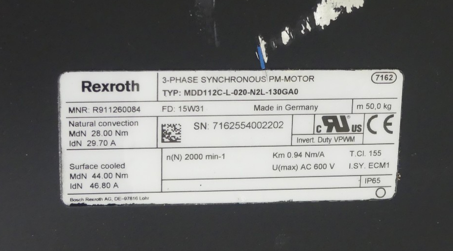 REXROTH MDD112C-L-020-N2L-130GA0