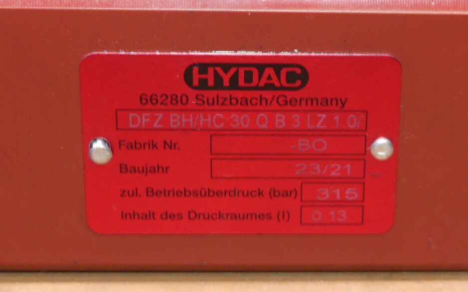 Hydac DFZ BH/HC 30 QB3ZL 1.0/ 315bar 0,13 Blockanbaufilter + VD8LZ.1/-B0