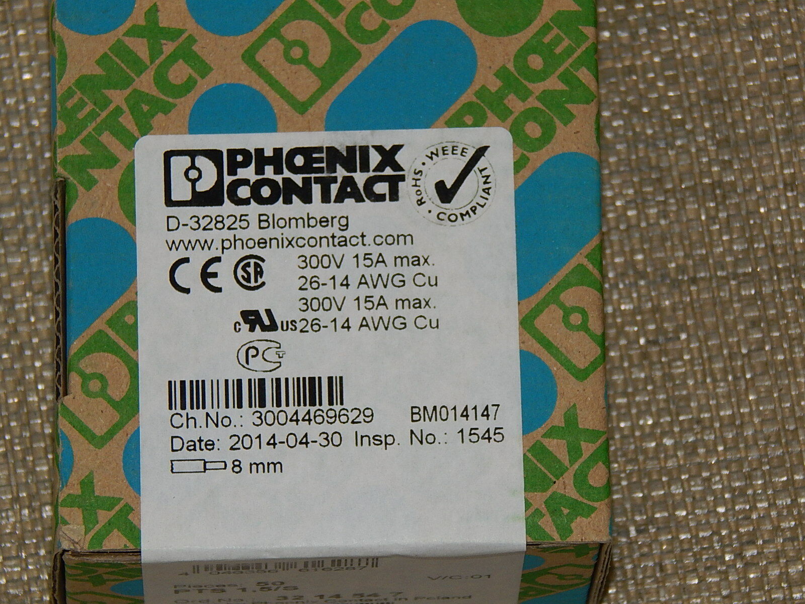 50x Stück Phoenix Contact Durchgangsklemme PTS 1,5/S
