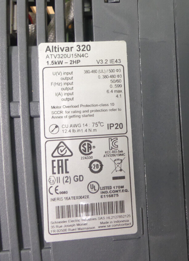 Schneider Altivar 320 1.5kW ATV320U15N4C