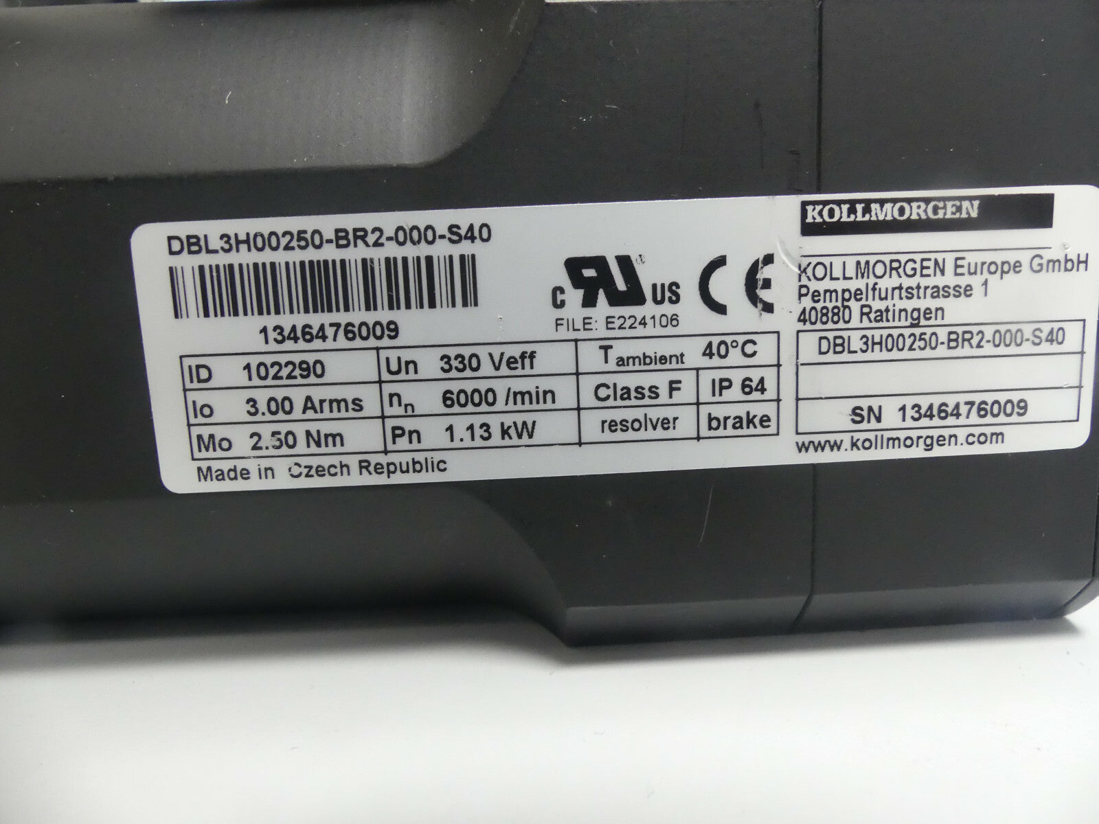 Kollmorgen DBL3H00250-BR2-000-S40