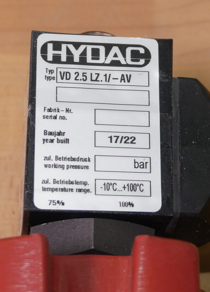 hydac filtertechnik lfn bn/hc 100 id 10 lz 2.0/-av-a2.5-b3.5 mit vd 2.5 lz.1/-av