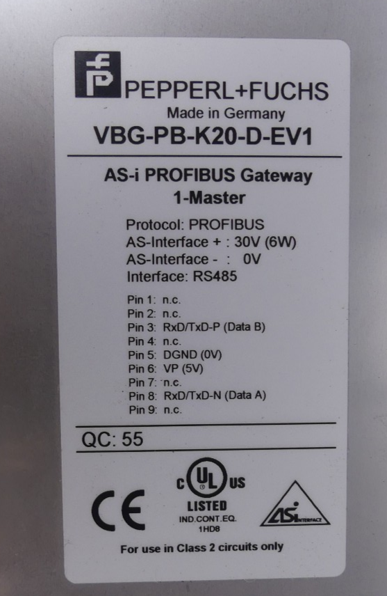 Pepperl+Fuchs VBG-PB-K20-D-EV1  AS-i  Profibus Gateway 1-Master